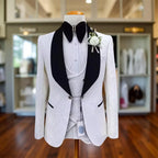 3 Pcs Floral Wedding Suits for Men Slim Fit Shawl Lapel Groom Tuxedo Groomsmen Formal Prom Suit Jacket with Pants Vest 2025