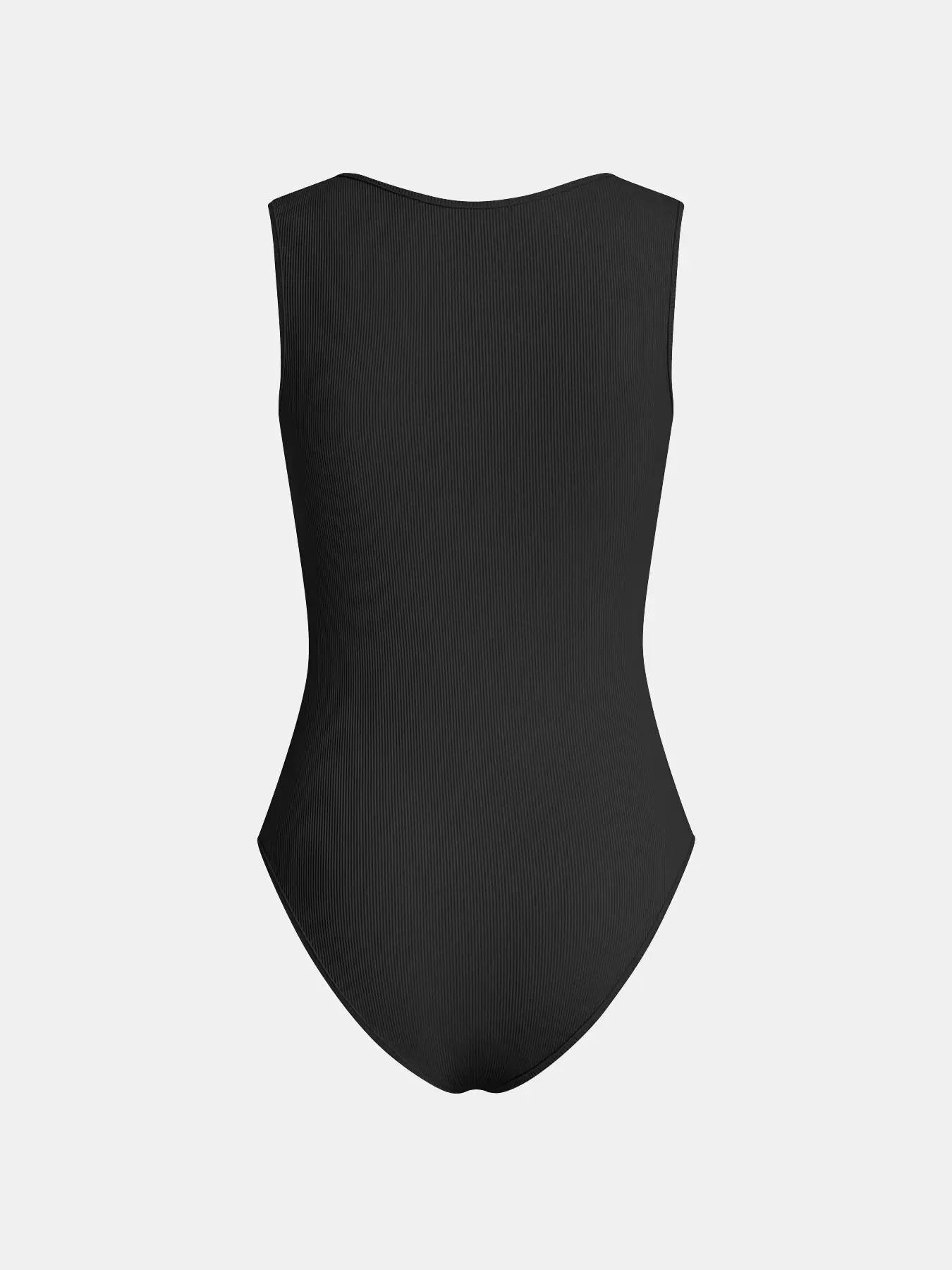 Women's Slim-Fit One-Piece Swimsuit, Casual Summer Swimwear, Plain Color Bathing Suit, Comfortable Moderate Fabric, Ideal for Be Secondary image