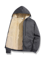 Winter Lambswool Zipper Hoodies Thicken Warm Jackets Long Sleeve Sweatshirts Casual Sports Fleece Black Coats Hooded Men Coat To