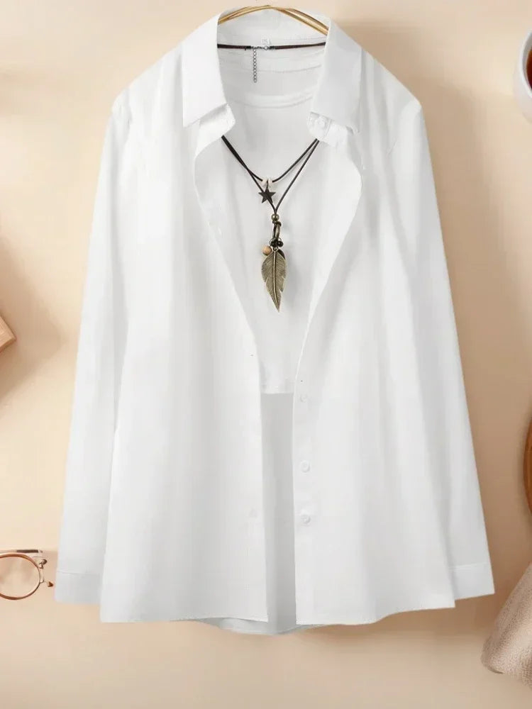 Plus Size Shirts New Women's Casual Loose Fashion Top Elegant Korean Style Solid Sweet Blouses Single-breasted Lapel