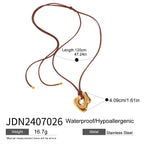 Youthway Trendy Stainless Steel Waterproof Irregular Geometric Metal Wax Rope Necklace Gold Silver For Women Jewelry Gift