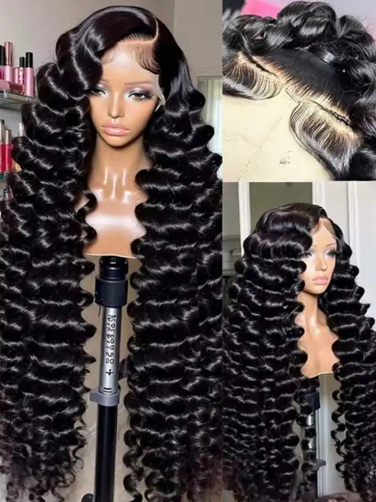 40 42 Inch Loose Deep Wave Frontal Wigs 250% 13x4 13x6 HD Lace Frontal Wigs For Women Remy Loose Deep Curly Human Hair Wigs Main image