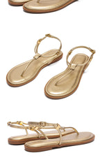 2026 Sandals Summer Women's Shoes Thin Bottom Flat Spaghetti Straps Casual Sandals Luxury Brand New
