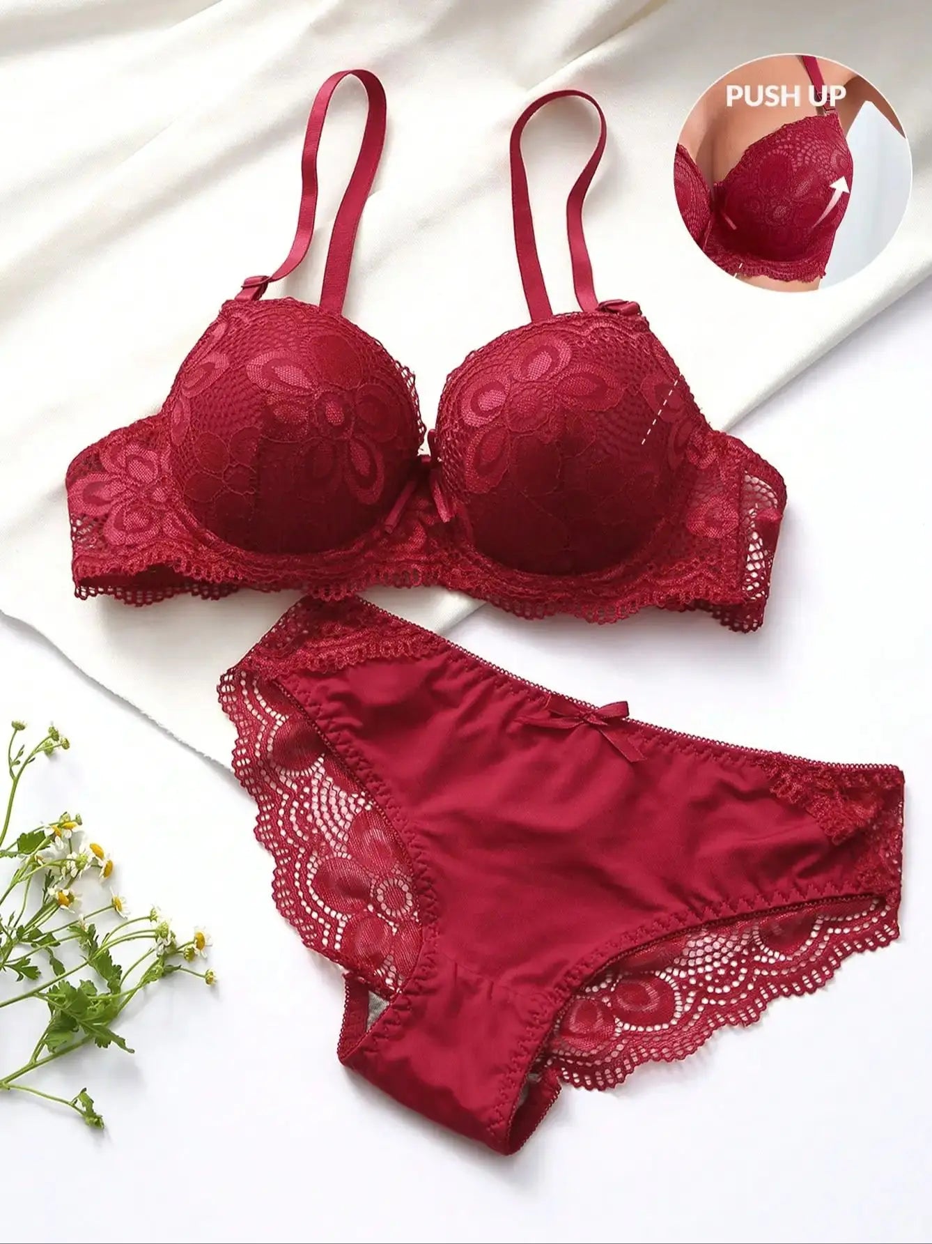 Viomisha Sexy Lingerie Set Lady Push Up Bras Set Transparent Floral Underwire Intimate Pretty Lace Underwear Panty Set Main image