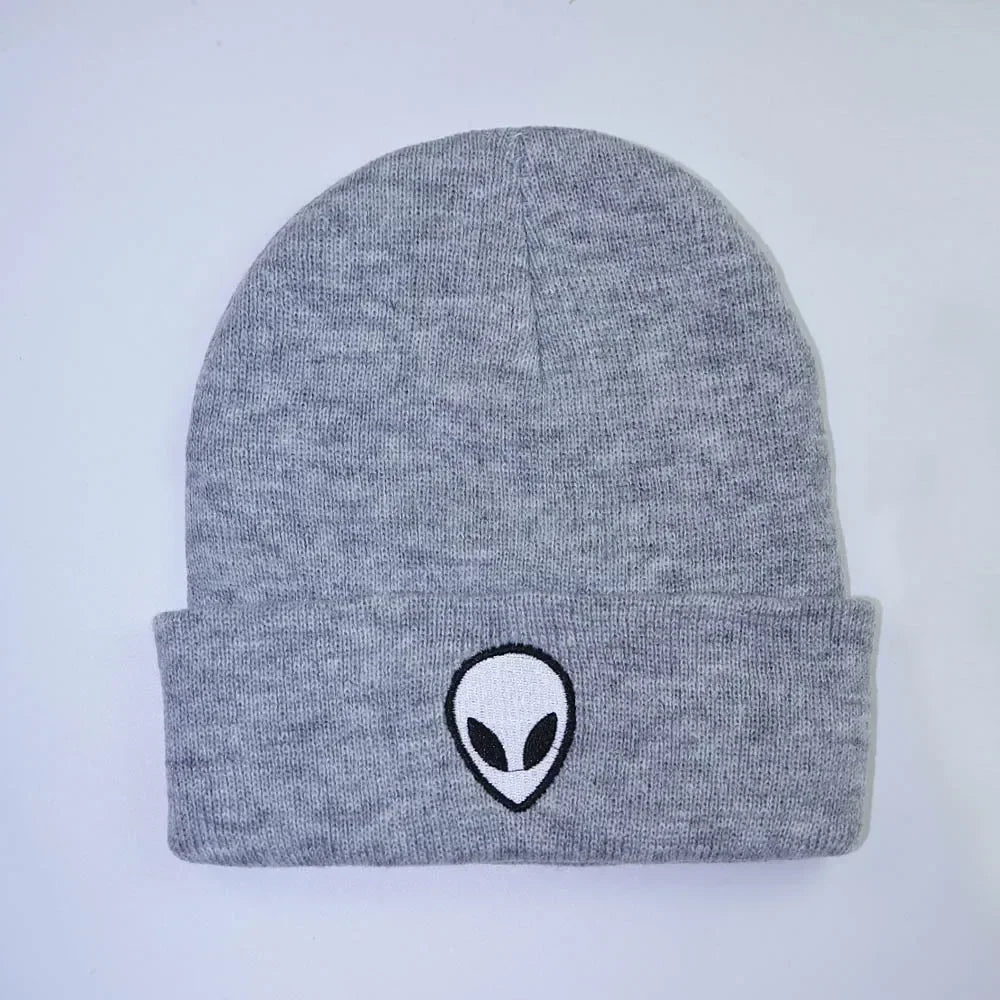 Knitted Beanies Hats Lovely Alien Ghost Skull Embroidery Cap for Autumn Winter Men Cap Warm Melon Cap Street Head Women Gifts