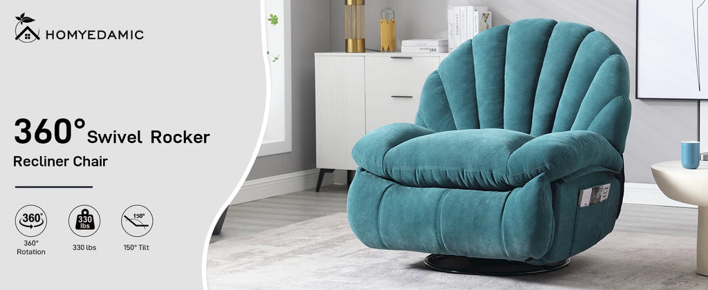 Power Recliner Chair Swivel, Comfortable Soft Fabric Shell Shape with Storage 360 Swivel Electric Big Tall Single Reclining Sofa