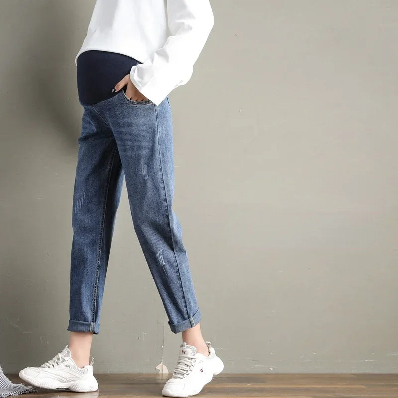 Pregnancy Abdominal Pants Boyfriend Jeans Maternity Pants For Pregnant Women Clothes High Waist Trousers Loose Denim Jeans Secondary image