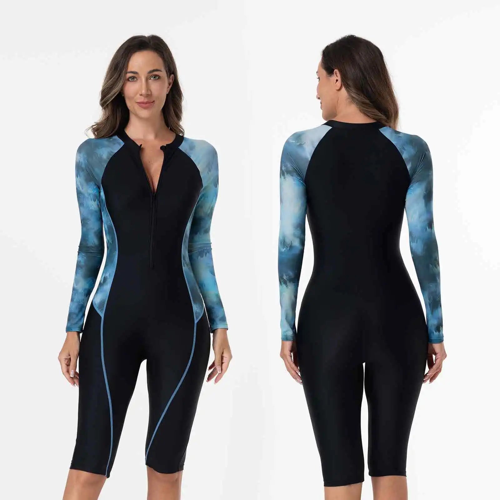 Women Swimsuit With Sleeve Female One-Piece Bathing Suit Summer Beachwear Swimming Costume Woman Full Swimwear Surfing Suit Main image