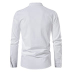 New Men's Casual Blouse Cotton Linen Shirt Tops Long Sleeve Tee Shirt Spring Autumn Slanted Placket Vintage Yoga Shirts