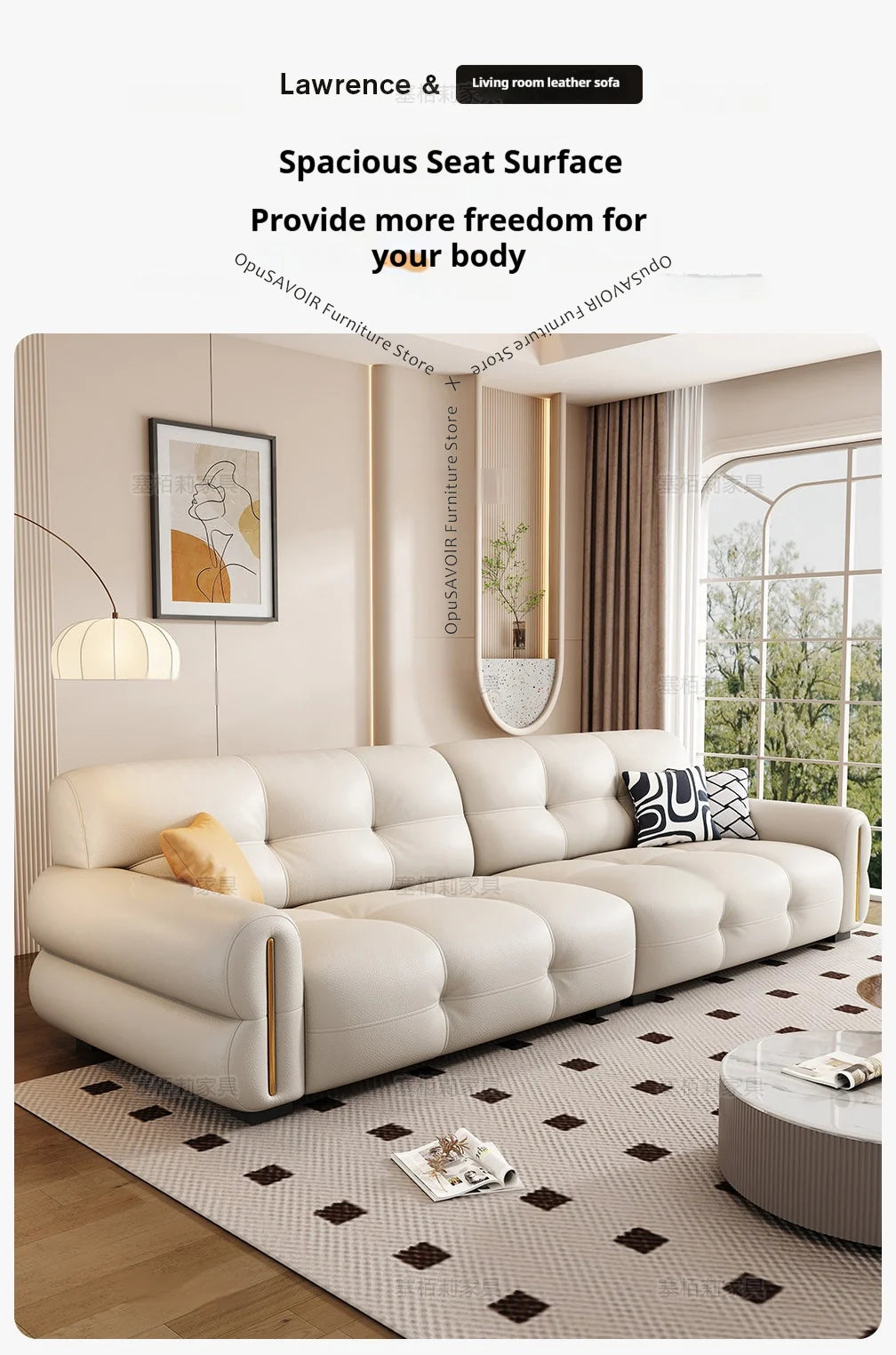 Italian Minimalist Sofa Modern Luxury Living Room Couch Straight Sofa Set Persons Genuine Leather Upholstered Furniture JT40