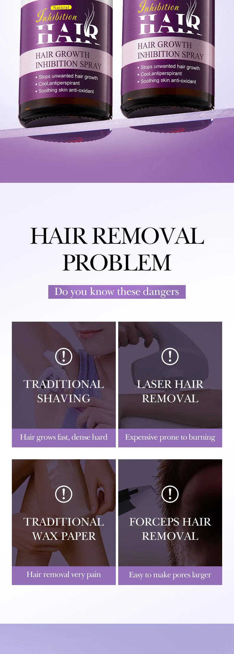 Natural Hair Inhibiting Spray Gently Soothes Nourishes Skin Painless Depilatory Agent Inhibits Hair Growth in Chest Armpit Thigh