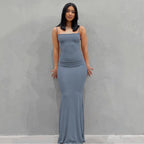 WUZIJING 2026 Satin Slip Sleeveless Backless Maxi Dress 2026 Y2K Summer Bodycon Elegant Sexy Outfits Ladies Birthday Party Club