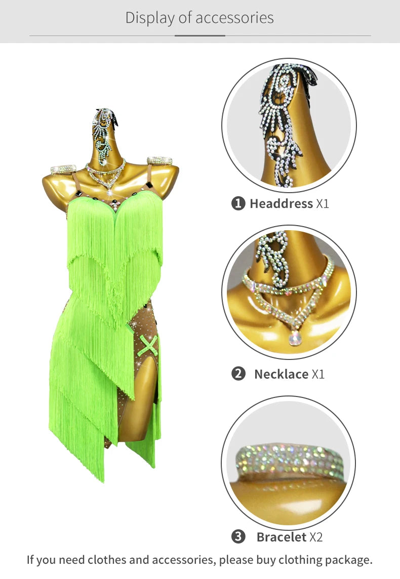 2025 New Latin Dance Dress Adult Womens Sexy Short Skirt Tassel Clothes Ballroom Practice Wear Line Suit Prom Costume Customized