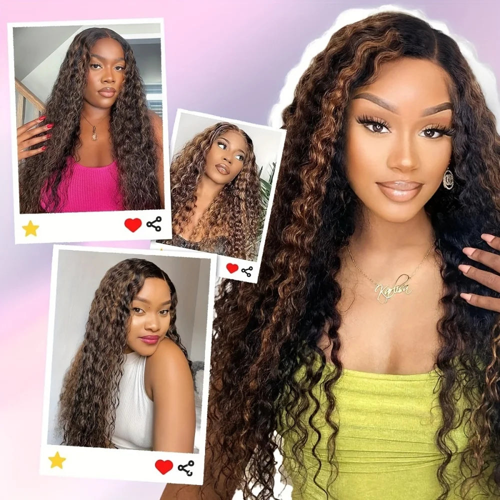 250% Density 427 Highlight Deep Wave Lace Front Wig Human Hair 13x6 13x4 HD Lace Frontal Wig Colored Ombre 100% Brazilian Wigs