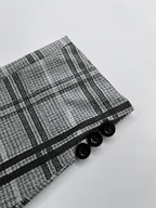 European American Style Men's Business Fashion High Quality Grey Two-Piece Suit Plaid Print Casual Style
