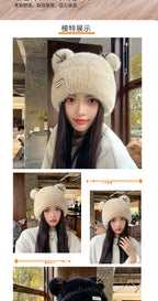 Knitted Hat Beanie Winter Warm Fleece Lined Reindeer Antlers Korean Style Cute Christmas Party Women Girls Thickened Thermal