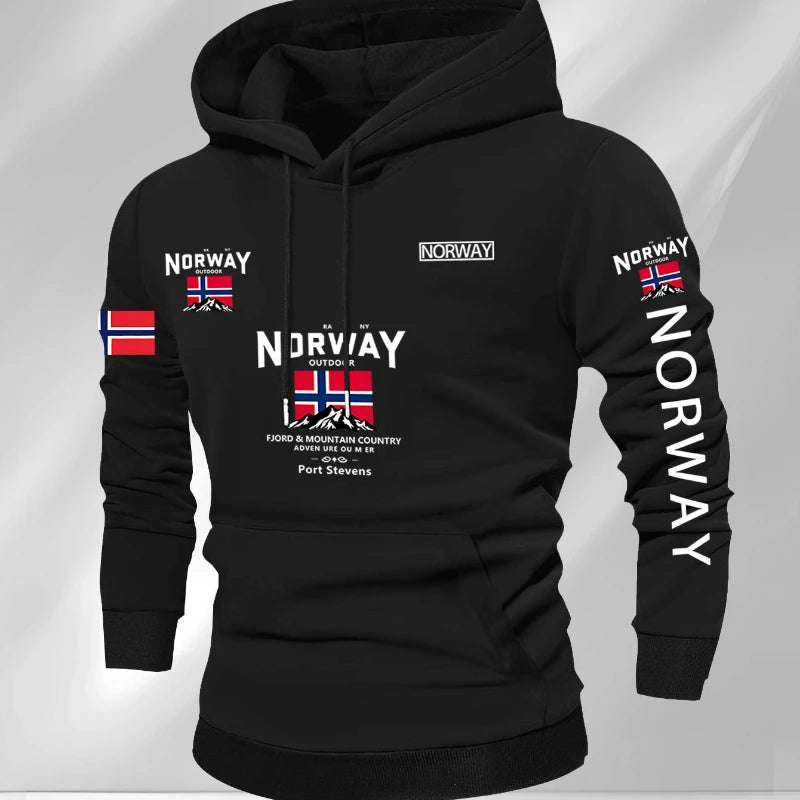 Norway Autumn winter models Men's Fleece windproof Warm 100%Cotton Oversized Hoodie Outdoor Commuter Men's High Elastic top Main image