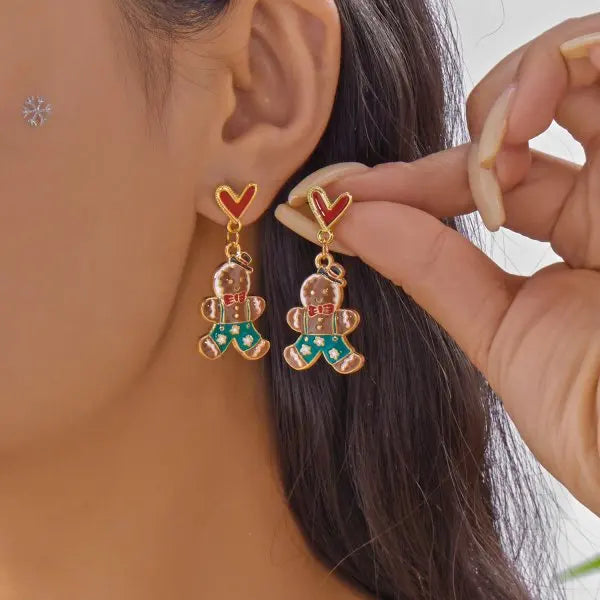 Merry Christmas Pearl Flower Star Bell Long Tassel Dangle Earrings for Women Shiny Crystal Zircon Snowflake Earring Girl Jewelry