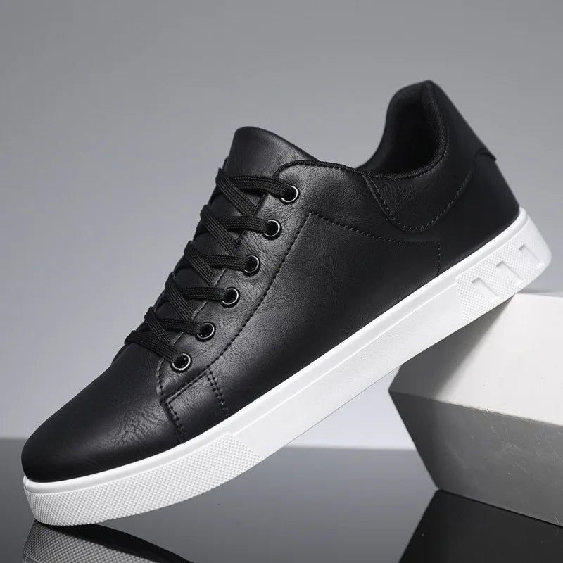 Men Sports Shoes Brown Leather Vulcanized Shoe Fashion Versatile Solid Color Running Shoes for Man Plus Size 45 Sneakers Main image