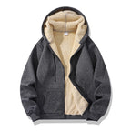 Winter Lambswool Zipper Hoodies Thicken Warm Jackets Long Sleeve Sweatshirts Casual Sports Fleece Black Coats Hooded Men Coat To