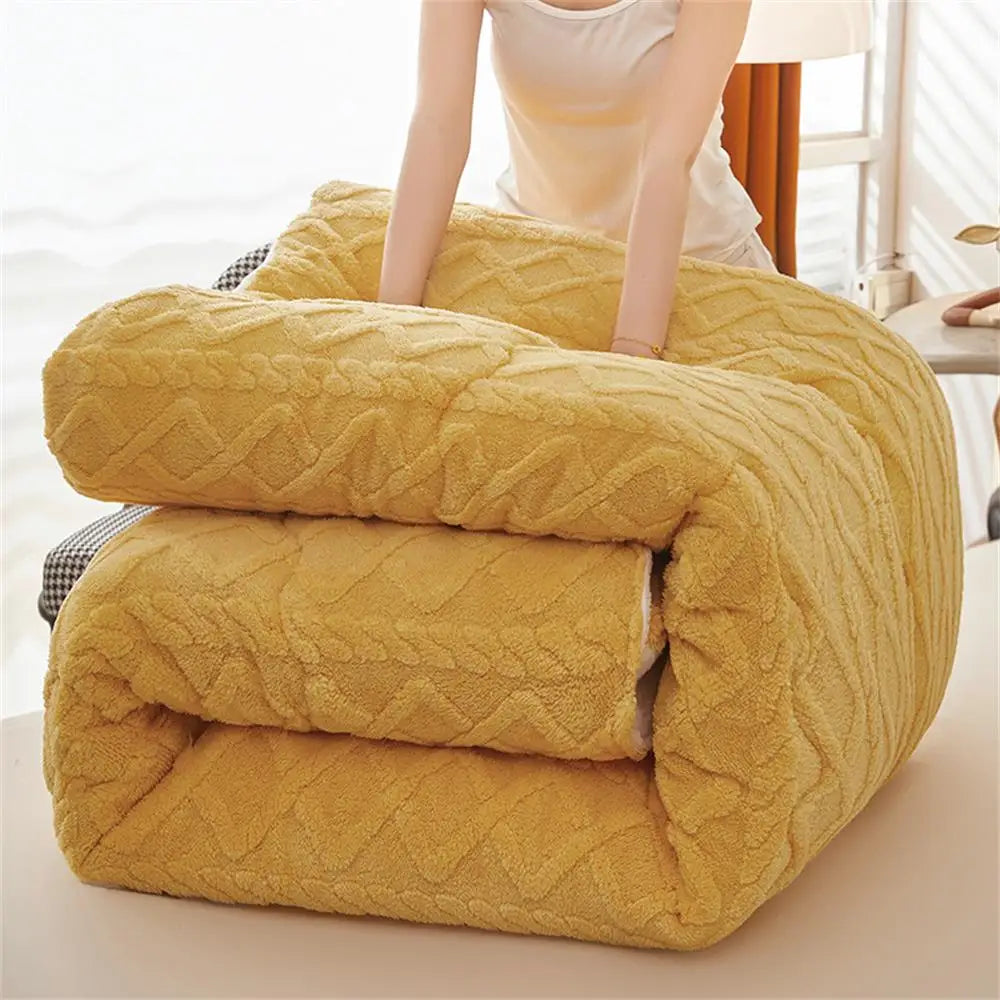 New Super Thick Winter Warm Blanket for Bed Artificial Lamb Cashmere Weighted Blankets Soft Comfortable Warmth Quilt Comforter