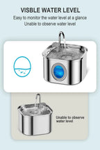 3.2L Stainless Steel Pet Water Feeder Auto Cat Fountain Smart Dog Water Dispenser Visual Window Drinking Bowl Pet Accessories
