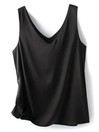 Woman T-shirts Elegant SILK Satin Blouse Sleeveless Female Summer 2026 Casual Loose Tanks and Camis Solid Green Tops for Women