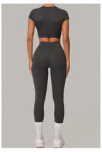 2PCS Yoga Set Gym Clothes Seamless Sportswear Yoga Suits Women Fitness Tracksuits Sports Short Sleeves Gym Leggings Sports Suits