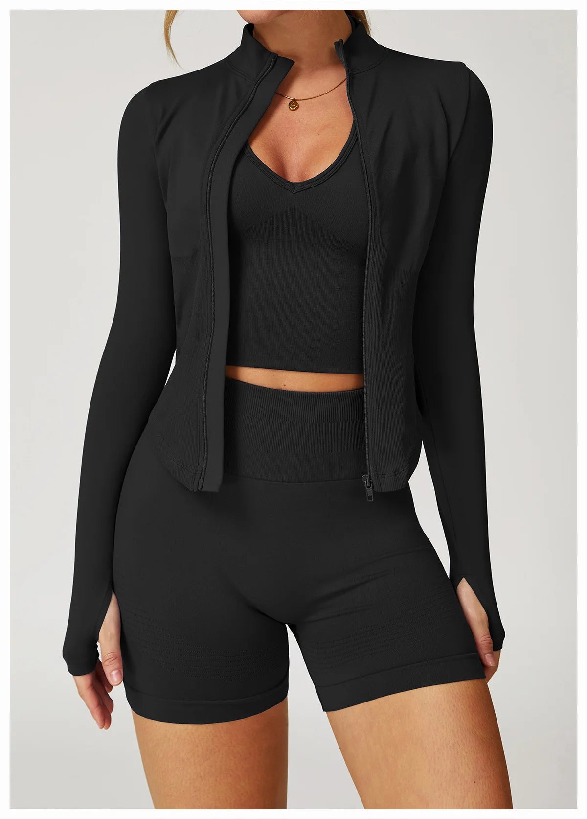 New Women Seamless Zipper Jacket Yoga Long Sleeved Gym Top Yoga Push Up Jacket Fitness Running Workout Sport Coat Women's Shirts