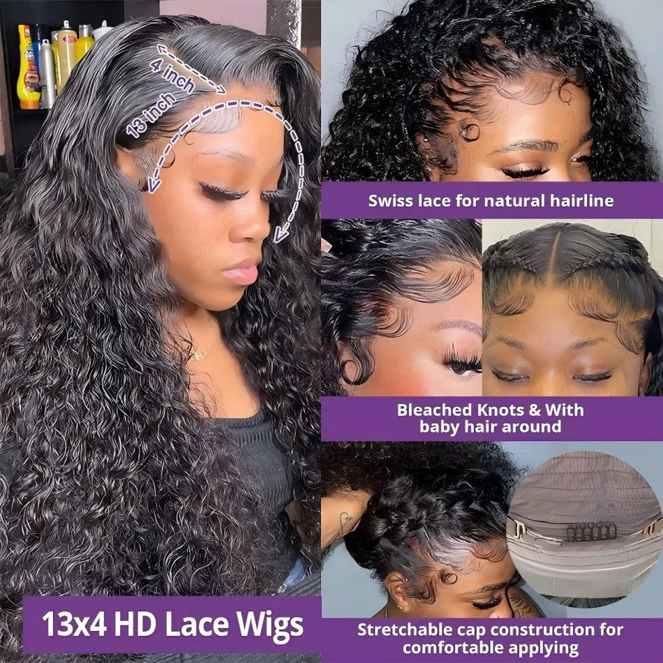 Curly Wig human hair lace frontal wig 13x6 HD lace 250 density deep wave Wig human hair 13x4 lace front Wigs for black women