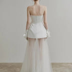 Wedding Dresses Sweet Flower Strapless For Women 2026 Satin White Evening Dress Elegant Floor-length Simple Wedding Shooting