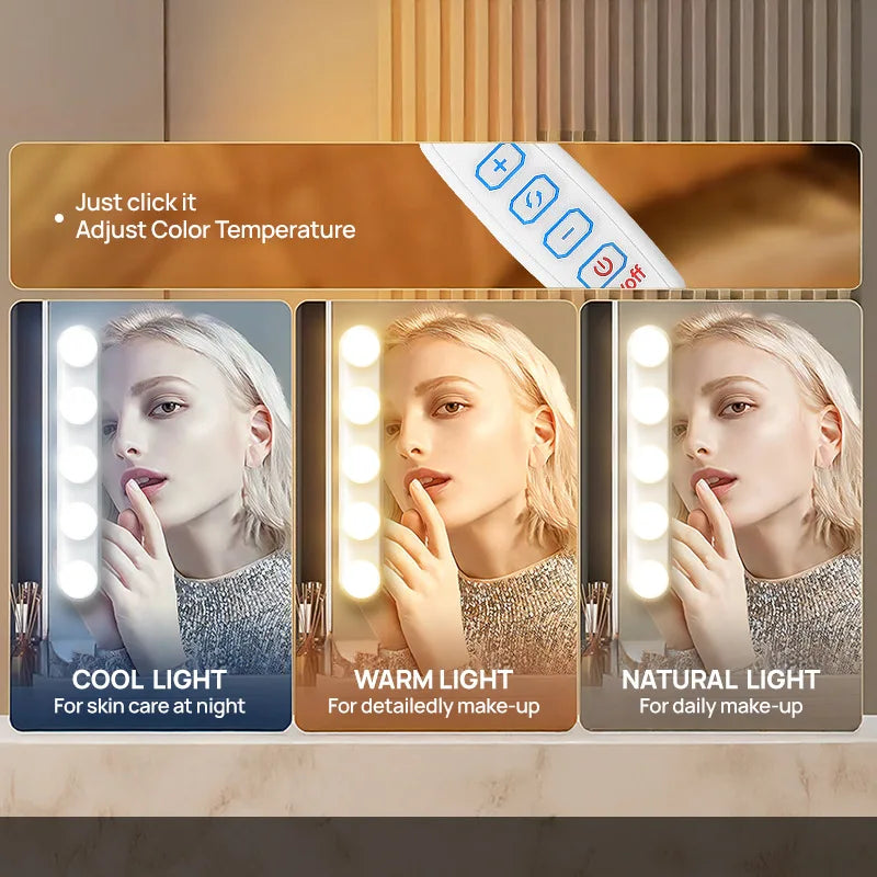 Makeup Mirror LED Light Bulbs Vanity Lights USB Adjustable brightness and colour temperature Bathroom Dressing Table Lighting
