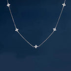 Gorgeous Four-leaf Flower Inlaid Zircon Chain Necklace for Women Elegant Luckly Choker Party Jewelry Birthday Gifts
