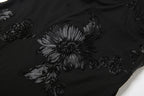 Nibber Elegant Flower Embroidery Maxi Dress Women Low-Neck Cross Bandage Backless Summer Street Trend Skinny Holiday Vestidos