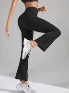 Women's clothing elegant temperament high waist bell bottoms, fashion sports style, breathable materials, bodybuilders must