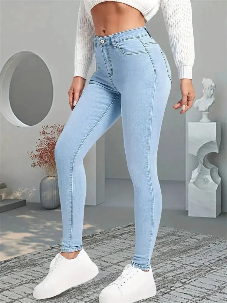 Women Stretch Skinny Jeans Lady Slim Fit Pencil Jeans Girls Leggings Straight Leg Denim Pants Blue Gray Black Sexy Long Trousers Secondary image