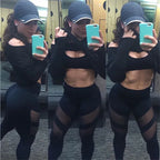 Women Mesh Patchwork Sport Leggings High Waist Tights Pants Solid Sports Wear for Women Gym Push Up Yoga Pants Plus Size S-XL