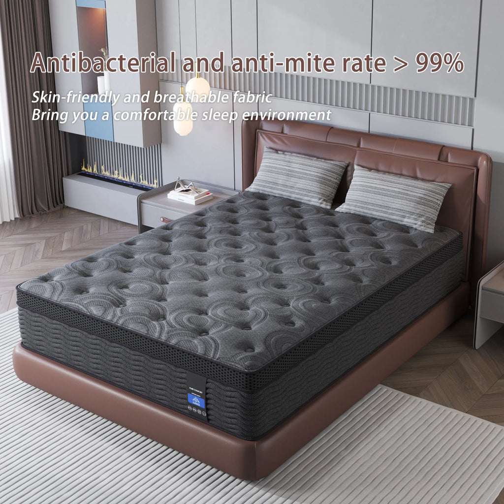 9" Twin Full King Queen Size Mattress in a Box Hybrid Spring Memory Foam,Euro Top Mattresses Medium Firm for Motion Isolat