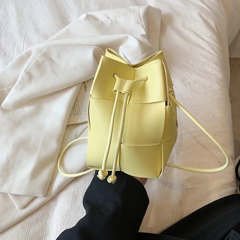 Summer New Fashion Mini Bags Women Design Korean Chic Woven Shoulder Crossbody PU Leather Handbag Hotgirl All-match Money Bag