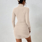 Knitted Bottoming Dress Women Elegant Party Autumn Winter Turtleneck Long Sleeves Sexy Sheath Mini Dresses Bodycon Club Dress
