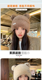Knitted Hat Beanie Winter Warm Fleece Lined Reindeer Antlers Korean Style Cute Christmas Party Women Girls Thickened Thermal