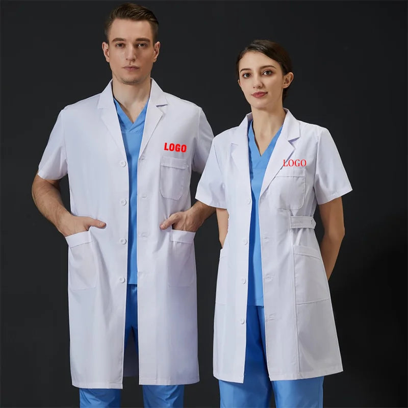 Custom Logo Men's Lab Coat 3 Pockets Short Sleeve Women's Lab Coats Medical Gown Dotctor Nurse Scrubs Hospital Clinic Uniform Main image