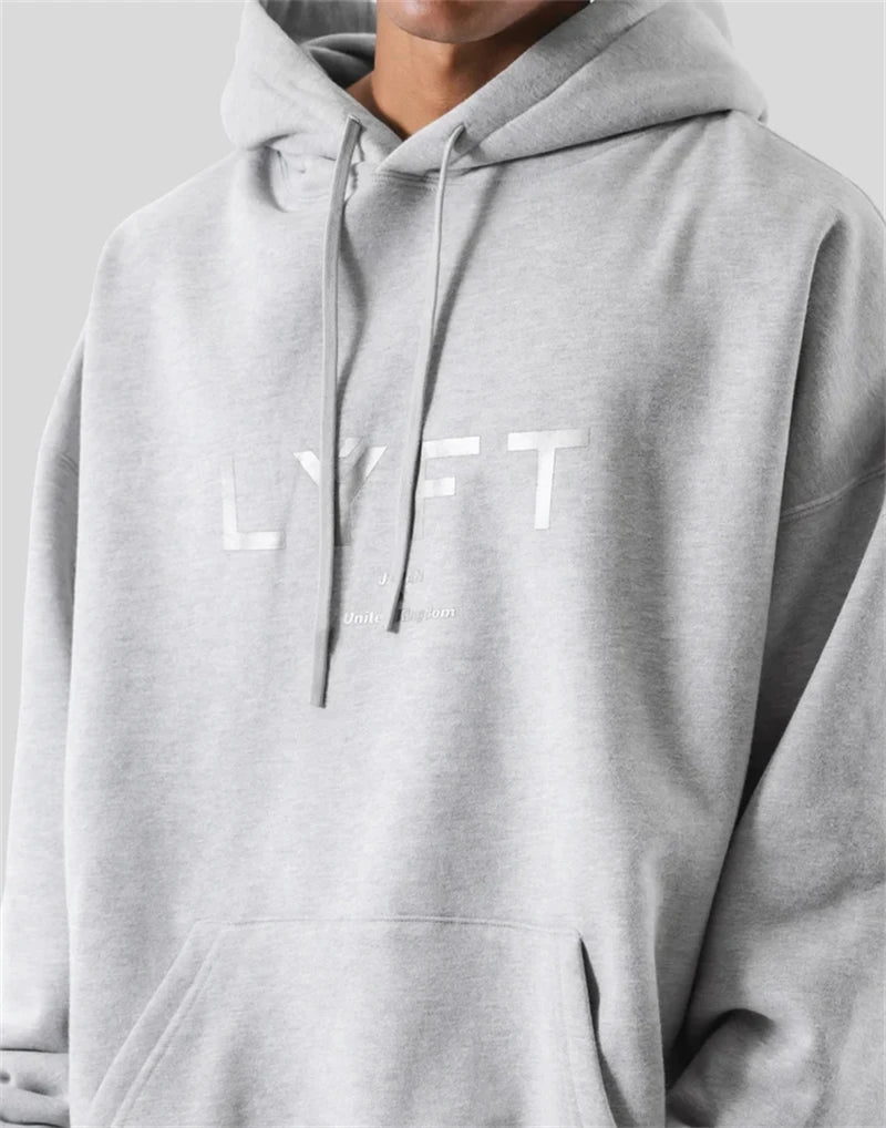 LYFT Classical LOGO Men Hoodies Winter Fleece Warm Mens Sweatshirt Fashion Streetwear Casual Men's Loose Pullovers Brand Hoody