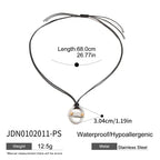 Youthway Trendy Stainless Steel Waterproof Irregular Geometric Metal Wax Rope Necklace Gold Silver For Women Jewelry Gift