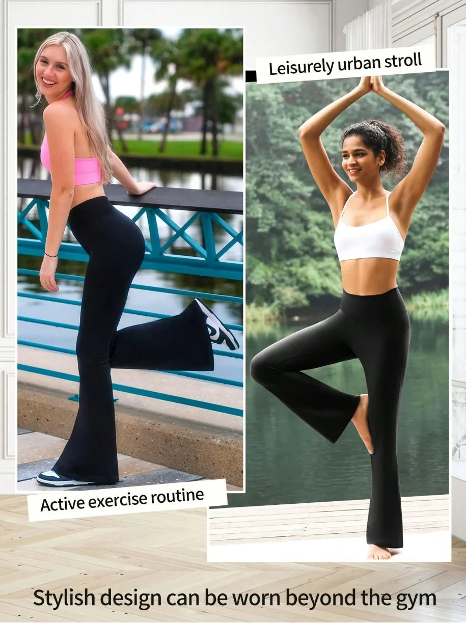Women's clothing elegant temperament high waist bell bottoms, fashion sports style, breathable materials, bodybuilders must