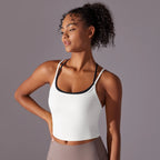 New Women Fitness Sports Bra Top Gym Yoga triangle backless Athletic Back Cutout Cross Tight Workout Soft With Chest Pad