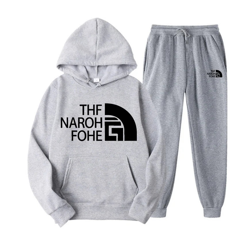 Men's and women's fashionable sports casual hooded sweatshirts and sweatpants, fashionable and simple printed sportswear