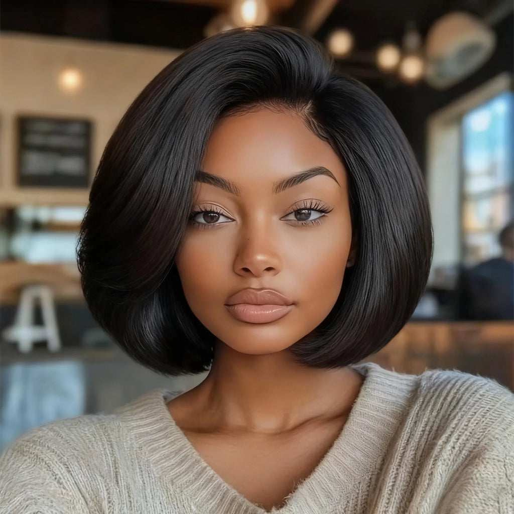 300% Density 13x4 Lace Front wig Short Bob Human Hair Wigs Straight Brazilian Hair Wigs for Women