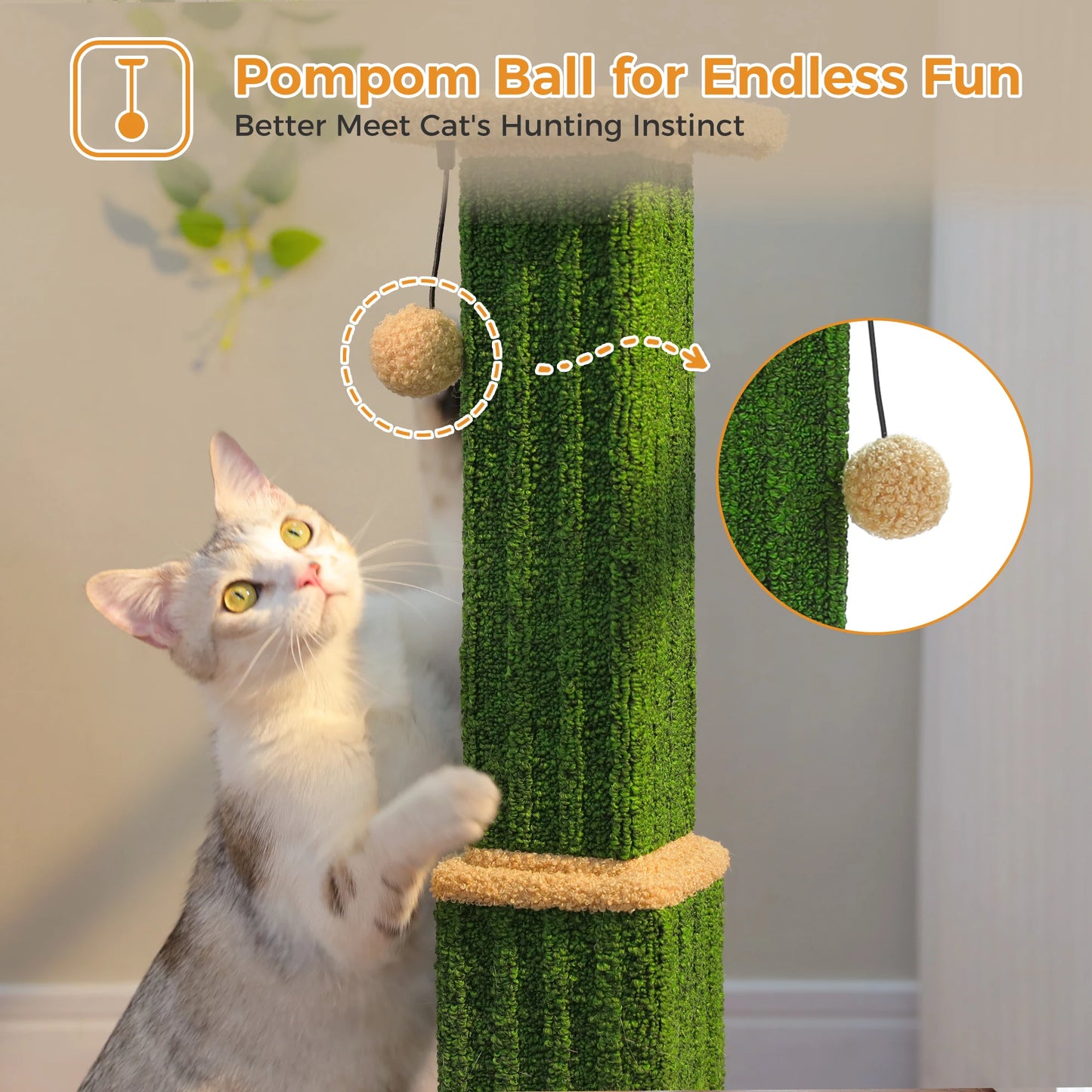Large Cat Scratching Post for Indoor Cats Adults Ultimate Scratch Post with Woven Sisal Dangling Ball Tall Cat Scratcher Cat Toy