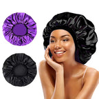 New Women Extra Large Satin Sleep Cap Silky Bonnet Daily Cap Protect Hair Treatment Hat Curly Springy Hair Big Size Head Cover